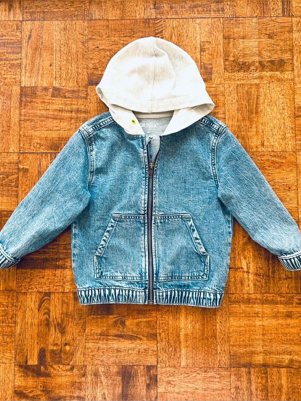 Cat & Jack Boys 4 Years Denim Jacket with Cream Hood